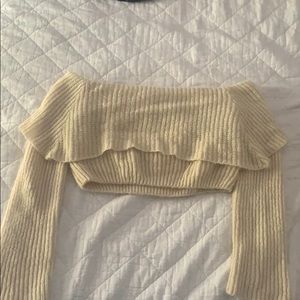 Off the shoulder cropped sweater